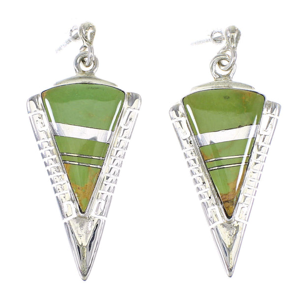 Silver Turquoise Southwestern Post Dangle Earrings AX94974